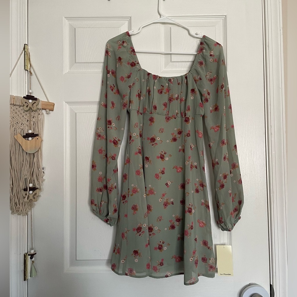 NWT Live To Be Spoiled Sage Green Floral Dress Size Medium